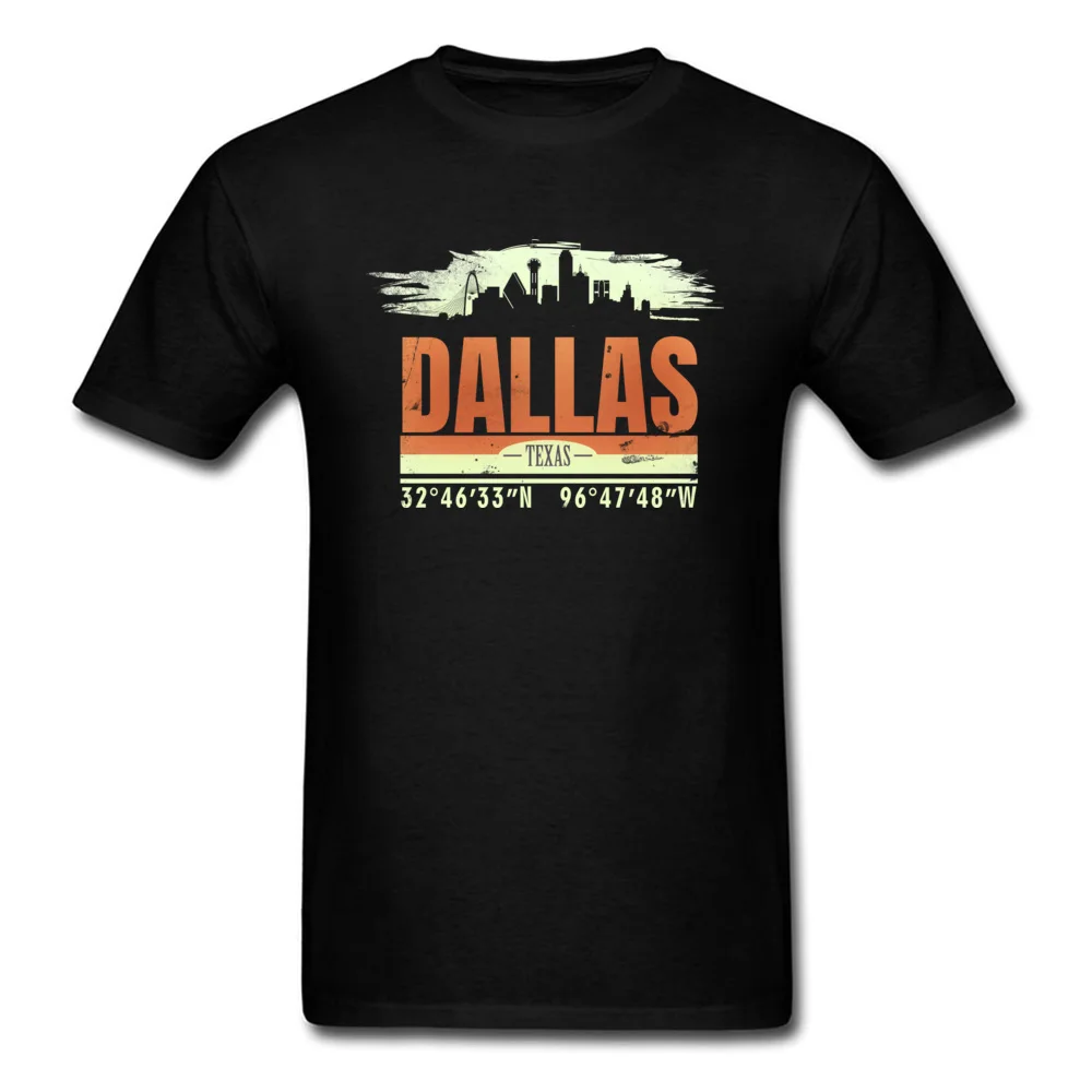 T Shirt Dallas City Old School design Summer/Autumn Short Sleeve 100% Cotton O Neck Men Top T-shirts Design Tops Tees Hot Sale Dallas City Old School design black