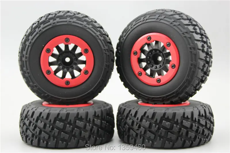 

4pcs RC 1/10 Bead Lock Short Course Tire Tyre Set 12mm hex 1/2 offset SC Tire For TRAXXAS SlASH 30005