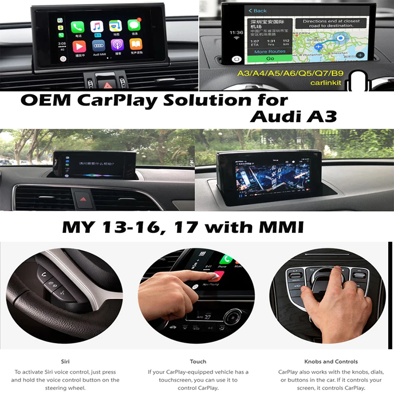 Top Sinairyu Car multimedia A3 3G MMI Smart Apple CarPlay Box OEM Apple Carplay Android Auto IOS Airplay Retrofit for Audi 2