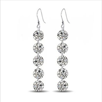 

925 Sterling Silver Color Drop Earrings Simple Tassel Asymmetry Round Dangle Earrings for Women Geometric Fine Jewelry Joyas