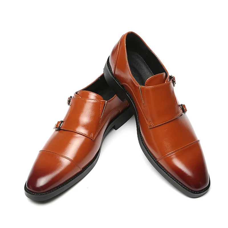 Merkmak Trendy Men Dress Loafers Big Size 48 Comfortable Slip On Men's Loafers Metal Buckle Design Leather Shoes Casual Office