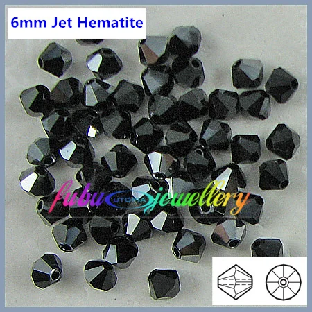 

Free Shipping! 288pcs/Lot, AAA Chinese Top Quality 6mm Jet Hematite Crystal Bicone Beads