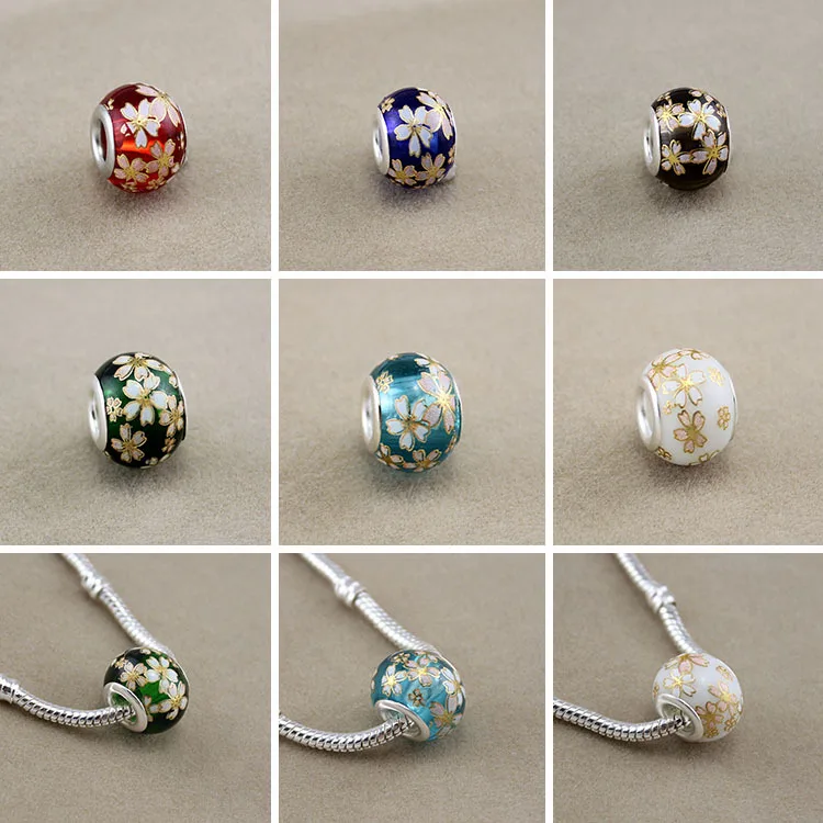 Оригинальный розничная Мода 6 Цвет Стекло Бусины Талисманы Fit Pandora Браслеты