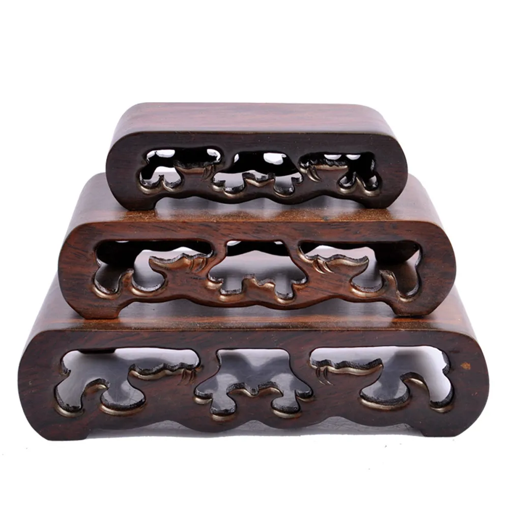 

3PC Elaborate Chinese Hard Wood Stand of Netsuke,Snuff bottle,Carving Display