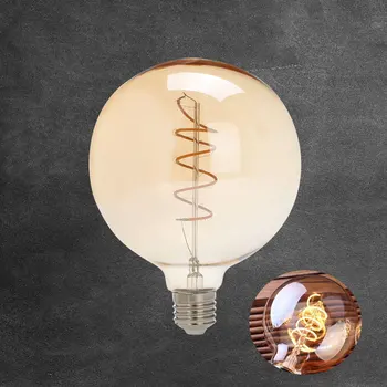 

Vintage Edison LED Bulb E27 G125 AC 220-240V Soft LED Filament Lamp 5W Bulb Spiral Design Warm Yellow 2200K Lights Bulbs