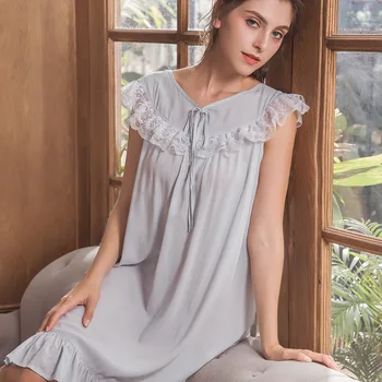 

Sleeveless Cotton Nightgowns Women Thin Sleeping Dress Summer Ruffle Night Dress Sleepwear Woman's Nightie Home Clothins