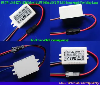 

free shipping 1W-5W AC85-277V LED Driver 1-2x3W 600mA DC2-7V LED Power Supply For Ceiling Lamp