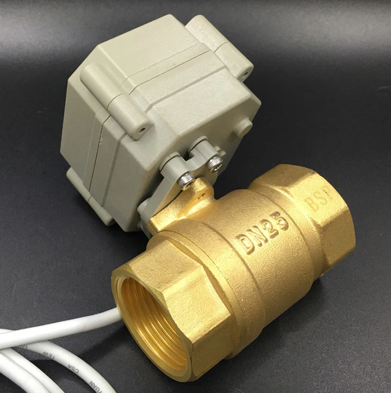 Нормально открытый/закрытый клапан Латунь 1 ''DN25 электрический клапаном с электроприводом AC110V-230V 9-24 V 2 провода или 5 провода ВКЛ/ВЫКЛ 5 сек metal gear