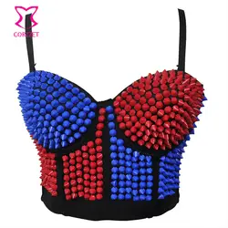 Бурлеск синий/красный Бисер пикантные bralett sujetador Mujer Push-Up Bra укороченный топ Нижнее Бельё для девочек Бюстгальтеры для женщин для Для женщин