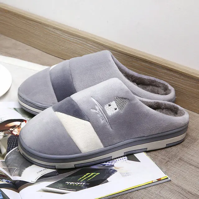 Good Quality Men's Warm Memory Foam Anti-slip Plush Breathable Slip On House Slippers Autumn Winter Men's Indoor Outdoor Clog House Shoes (7)