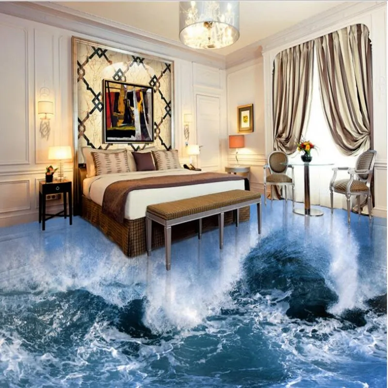 beibehang Custom large-scale murals 3D waves sea water indoor floor thickening waterproof wear pvc environmental plastic film new k5 2pcs replacement filter scale inhibition carbon filter for instant boiling hot water tap filter