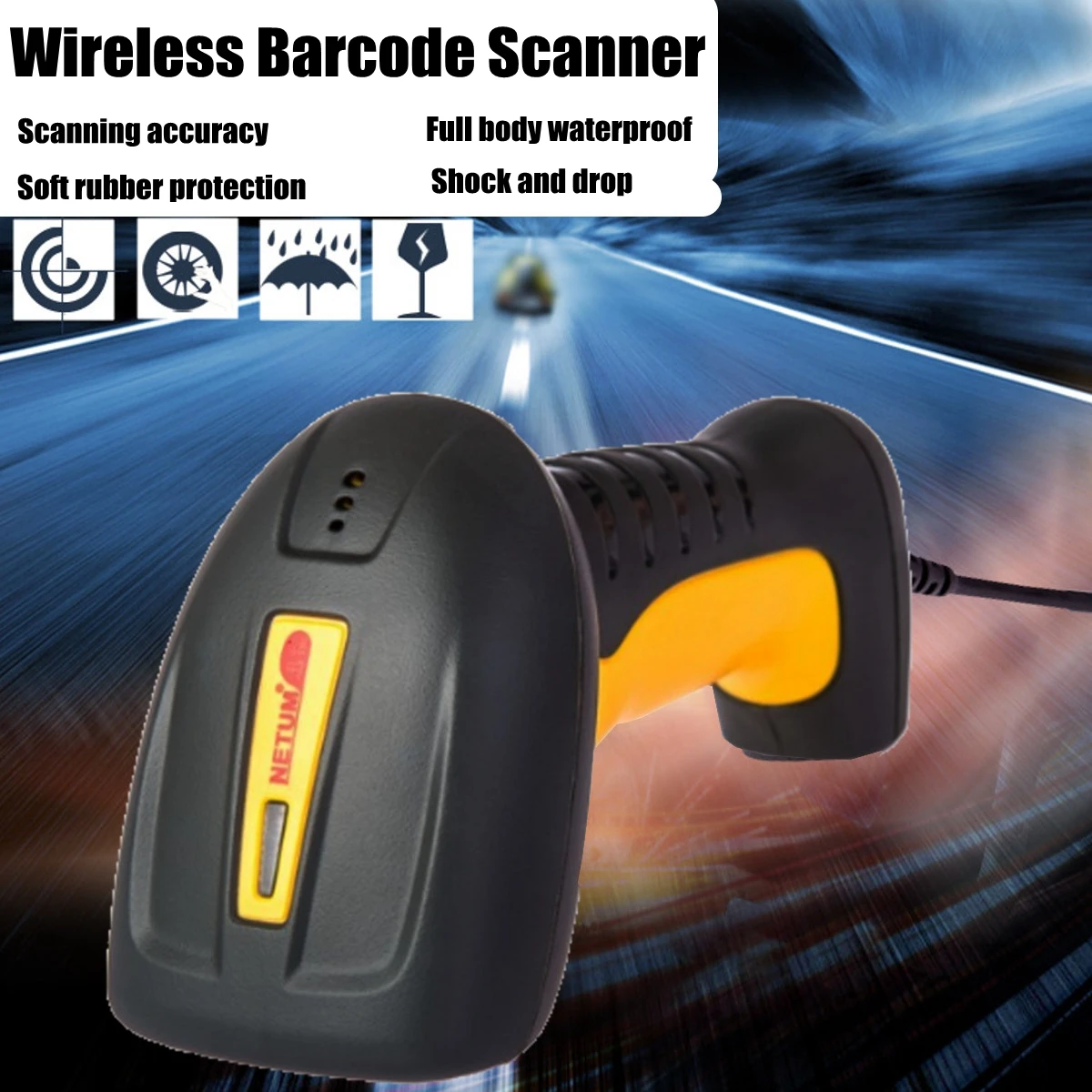 

NETUM High Quality Waterproof Barcode Scanner Supports Continuous Scan Reader 32Bit Portable USB Bar Code for POS System