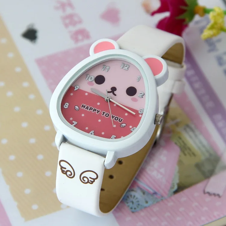 Детские спортивные часы с героями мультфильмов, корейские модные водонепроницаемые часы для девушек, студентов, супер детские часы для девочек - Цвет: Белый