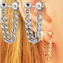 2 шт., черные Серебряные серьги-гвоздики в стиле панк-рок из нержавеющей стали, мужские пирсинг, корейские ювелирные изделия