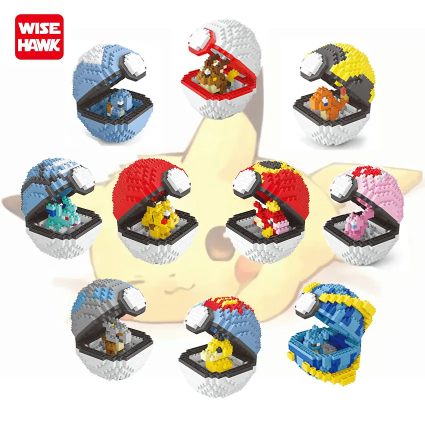 

Wise Hawk Building Blocks Charmander Anime Kawaii Poke Ball Cartoon Mini Brick DIY Model Educational Toys For Children Kids Toys