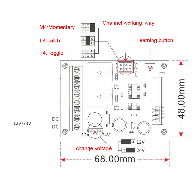 Dc12v dc24v Регулируемый 10A 2ch Беспроводной Дистанционное управление Настенные Переключатели Реле приемник Белый передатчик 315 мГц 433 мГц