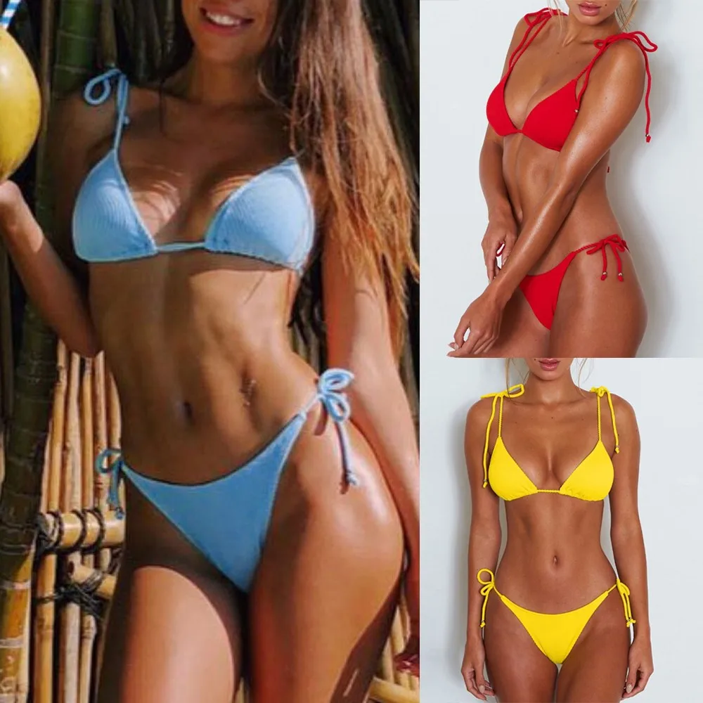 

Swimming Suit For Women Bikini 2019 Sexy Clear Straps Micro Bikini Swimsuit Women Padded Bra Bathing Suit Brazilian Swimwear #E