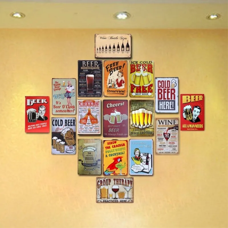 

BEER STYLES AROUND THE WORLD Vintage Tin Sign Bar pub home Wall Decor Retro Metal Art Poster