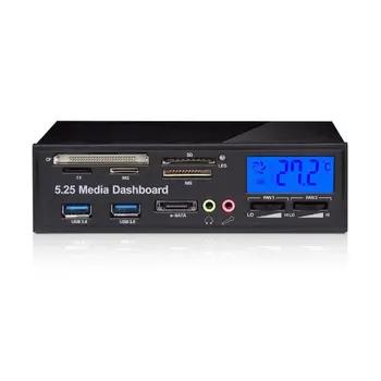 

HOT-Multifunctional Media Panel 5.25 inch Computer Front Dashboard with SATA/eSATA, USB 2.0/USB 3.0, Microphone/Headphone Audi