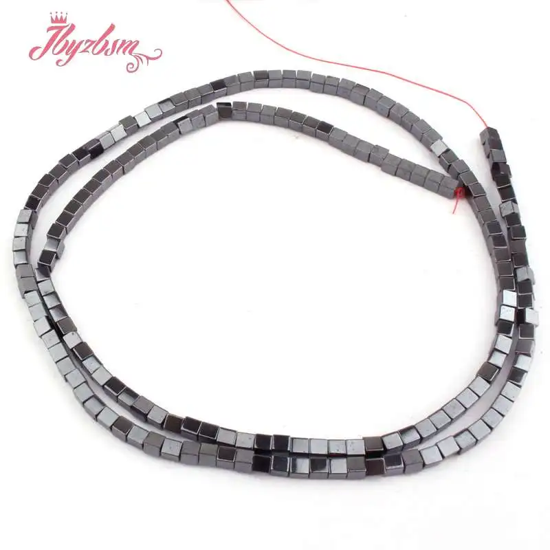 1,2, 3,4, 6,8 мм Гладкие Suqare гематитовые бусины натуральный камень бусины для ожерелья браслеты серьги изготовление ювелирных изделий 1" - Цвет: Black