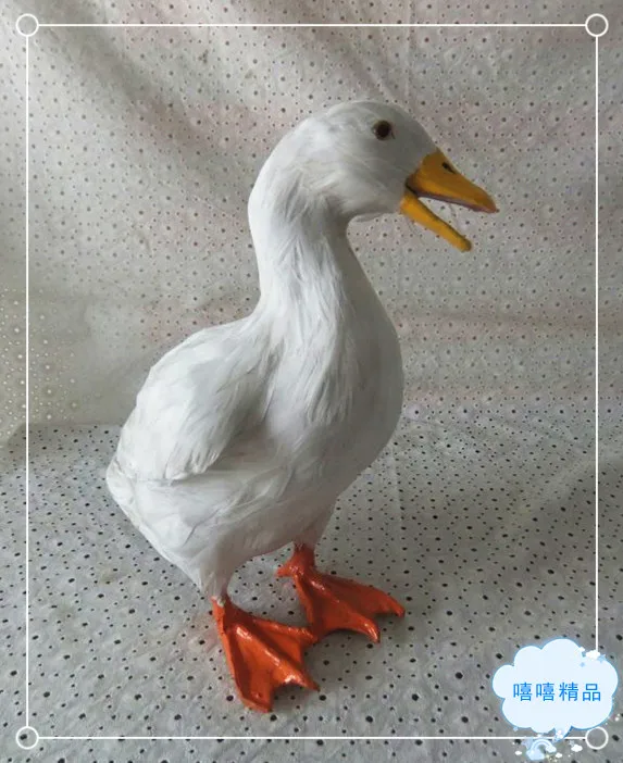 

simulation cute white duck 27x24cm model polyethylene&furs duck model home decoration props ,model gift d365