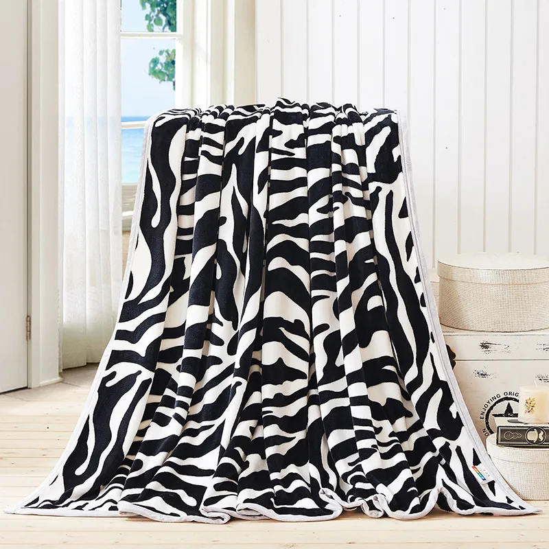 Двухслойное одеяло в черно-белую полоску, толстое мягкое покрывало на диван-кровать, плед для путешествий, домашний текстиль для взрослых