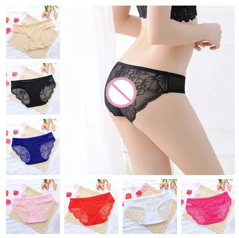 Women Sexy Lace Hollow Panties Low Waist Seamless Breathable Panty Underwear Transparent Panties