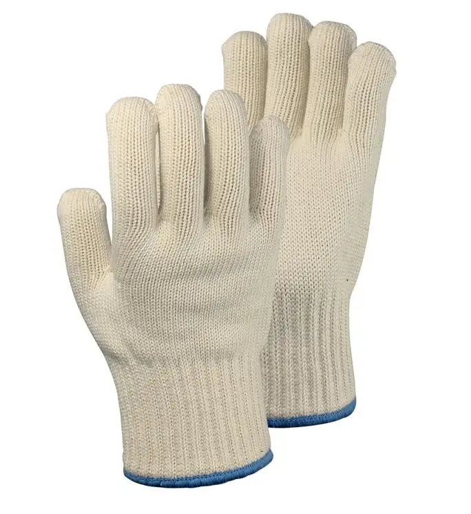 Двойной утолщение белый хлопок термостойкая перчатка защитные перчатки духовки рукавицы - Цвет: white