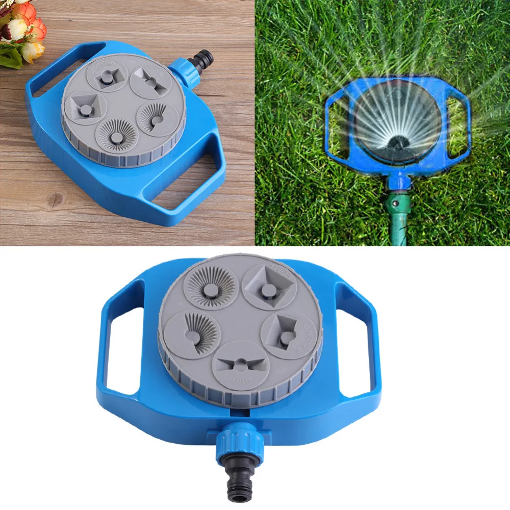 Plastic Spray Nozzle 5 Function Sprinkler Garden Automatic Rotation