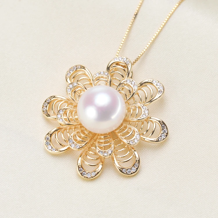 

925 steel seal Pearl Pendant Mount Accessories No Pearls Woman Pearl Necklace Pendant Jewelry Making Gifts