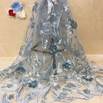 

Cassiel 3D Lace Fabric Blue African Tulle Lace Fabric High High Quality Net French Lace Fabric For Nigerian Wedding Party