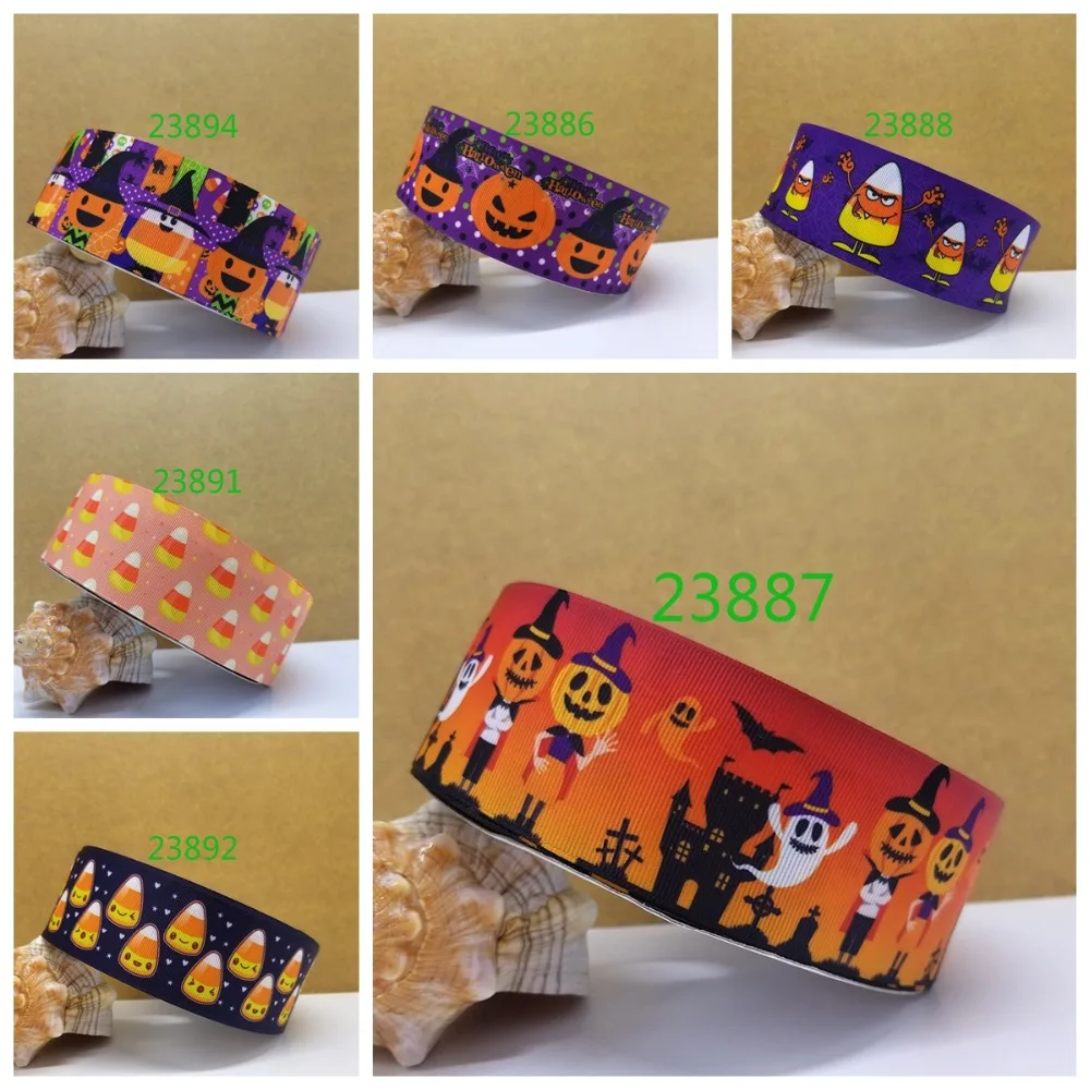 

Free shipping 50 yard per size halloween ribbon printed grosgrain ribbon 23894