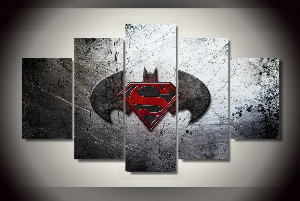 5 Pieces Canvas Prints Amazing Batman vs Superman painting Wall Art