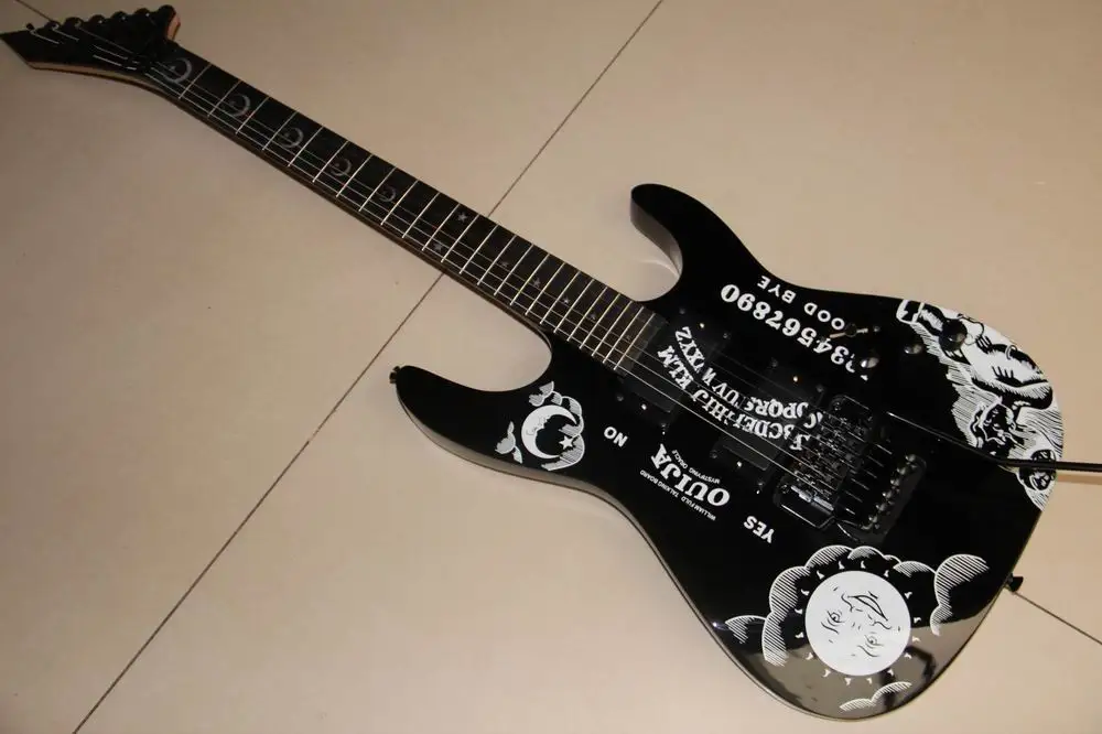 

Top Quality GYESP-0006 black Color black hardware rosewood fretboard Kirk Hammett Ouija Electric Guitar, Free shipping