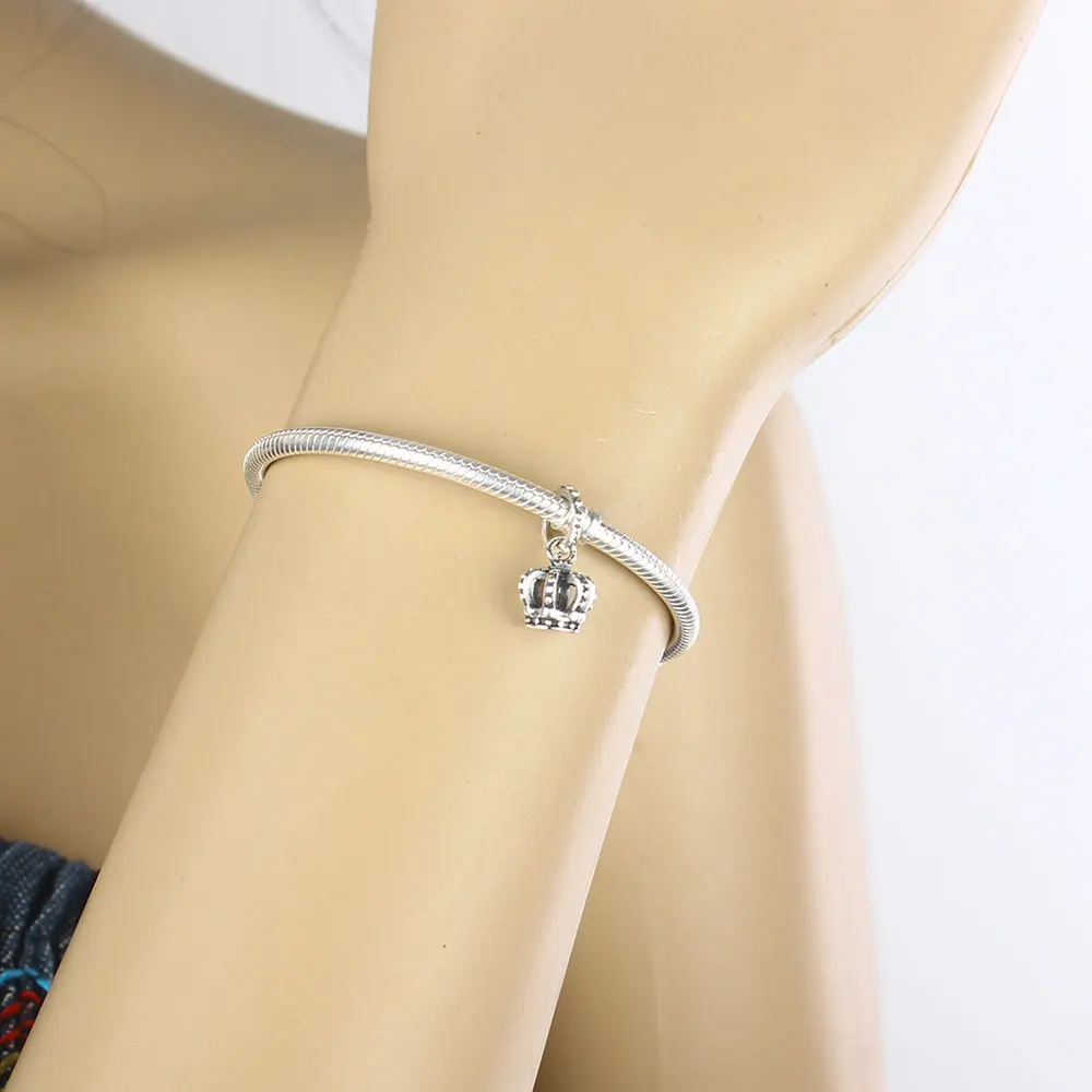 Подходит Pandora браслет или ожерелье с шармами Висячие прозрачные CZ простое кольцо Круглый Шарм браслет стерлингового серебра 925 ювелирные изделия Pulsera