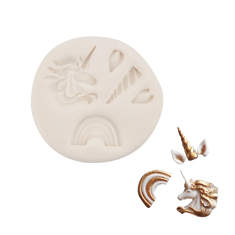 

Silicone Fondant Cake Mold Mini Unicorn Horn Rainbow Sugar Decorating Baking Sugarcraft Chocolate Cakes Tool