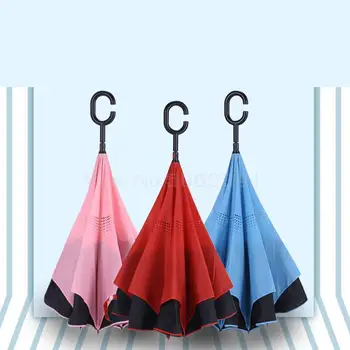 

Umbrella Fully Automatic Reverse Umbrella Double Layer Hold-free German Creative Vehicle Long Handle Umbrella Car Folding And St