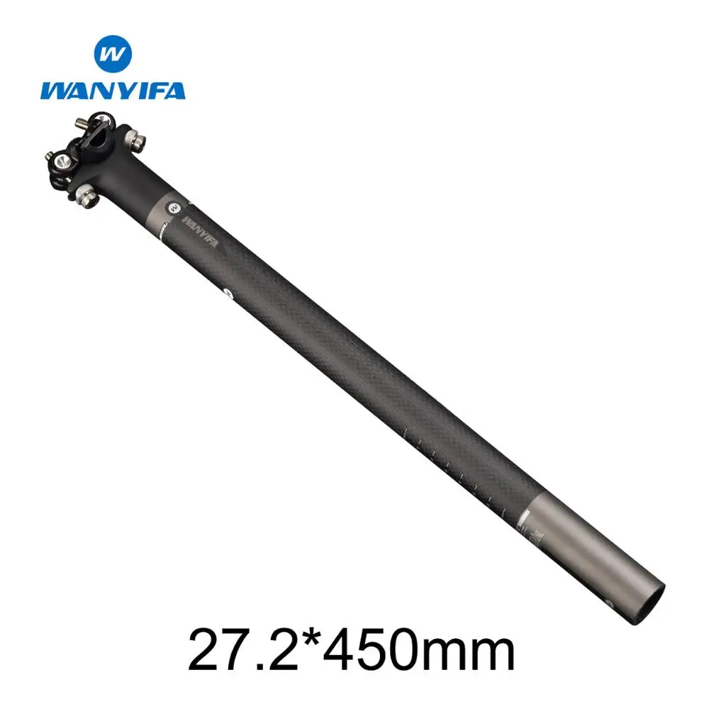 27.2 450mm Wanyifa углеродный руль для велосипеда dicycle стойка сиденья для горного велосипеда запчасти для шоссейного велосипеда 350/400/450 мм Подседельный штырь сидение для горного велосипеда 27,2/30,8/31,6 мм - Цвет: 27.2 450mm