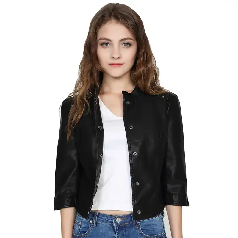 short faux leather jacket