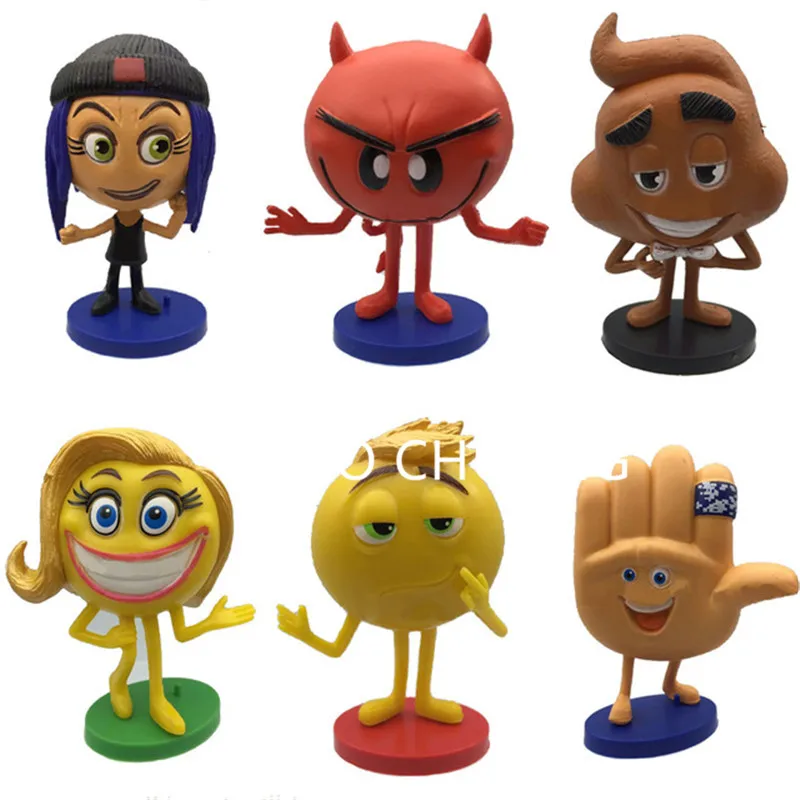 us 9 38 20 off new 6 pcs set anime cartoon the emoji movie crazy happy decoration pvc action figure models toys creative kids gift toy l1497 in emoji figures