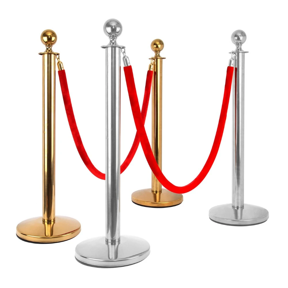 2PCS 1.5m Polished Steel Queue Rope Barrier Posts Stands Twisted Rope Stanchion 2PCS 1.5m Polished Steel Queue Rope Barrier Posts Stands Twisted Rope Stanchion