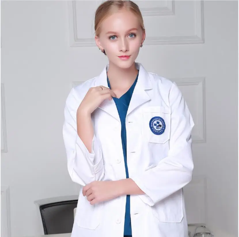 Корейская версия, приталенное женское лабораторное пальто, халат, медицинская больница, белые медицинские платья для женщин и мужчин, пальто для стоматолога, доктора, рабочая одежда