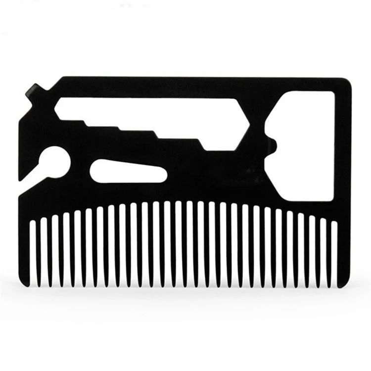 

Multifunctional Utility Beard Comb Fits in Your Wallet Comb Bottle Opener Wrench Screw Driver Knife Blade breakaway