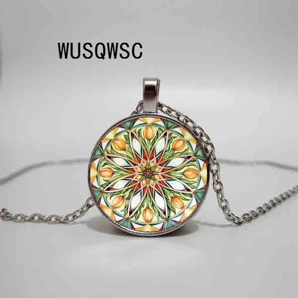 WUSQWSC Life Flower Necklace Yoga Chakra Pendant Mandala Fashion Crystal Geometry Divine Lady Jewelry Private Custom | Украшения и