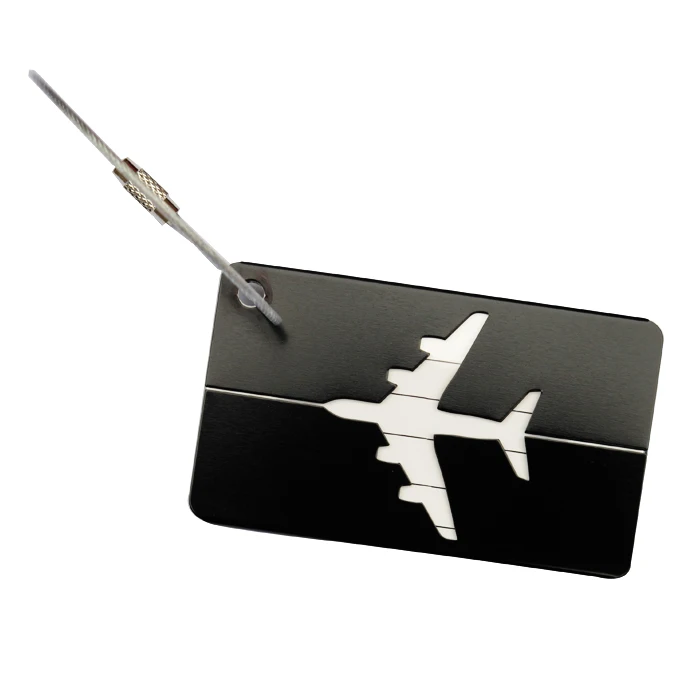 Алюминиевые бирки для багажа, чемодана ярлык Имя Адрес ID Сумка багажная бирка для путешествий - Цвет: Черный