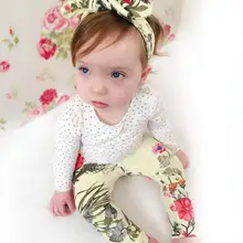 Детская Хлопковая футболка с длинными рукавами и цветочным принтом и головной убор в горошек, штаны с цветочным принтом, комплекты одежды одежда для маленьких принцесс одежда для детей от 0 до 24 месяцев