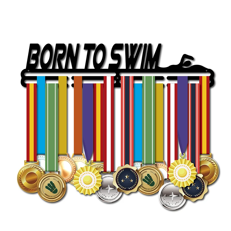 Born to swim вешалка для медалей спортивная медаль держатель для медаль «плавание» Подставка-вешалка 46 см L для 32+ медалей