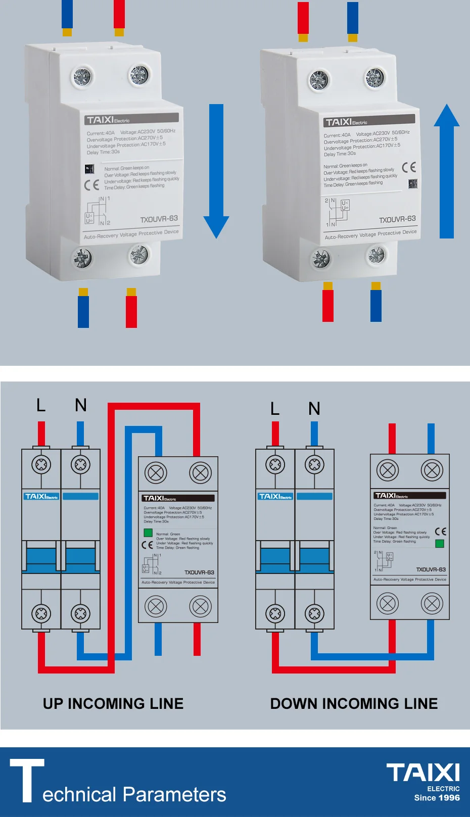 40A 230V над Напряжение и под Напряжение защитное устройство 60A 63A система питания от солнечной энергии pв автоматическое восстановление Напряжение протектор реле 220V