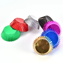 Алюминиевая фольга металлический кекс Маффин чашки формы для выпечки торт Десерт Бумажный лоток инструменты многоцветные