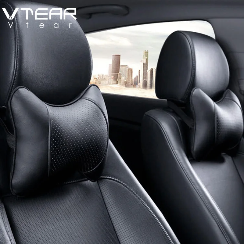 Vtear автомобильный-Стайлинг 2 шт. Автомобильный подголовник pu Кожаная подушка для шеи чехол для Toyota C-HR PAV4 hyundai creta ix25 аксессуары для интерьера